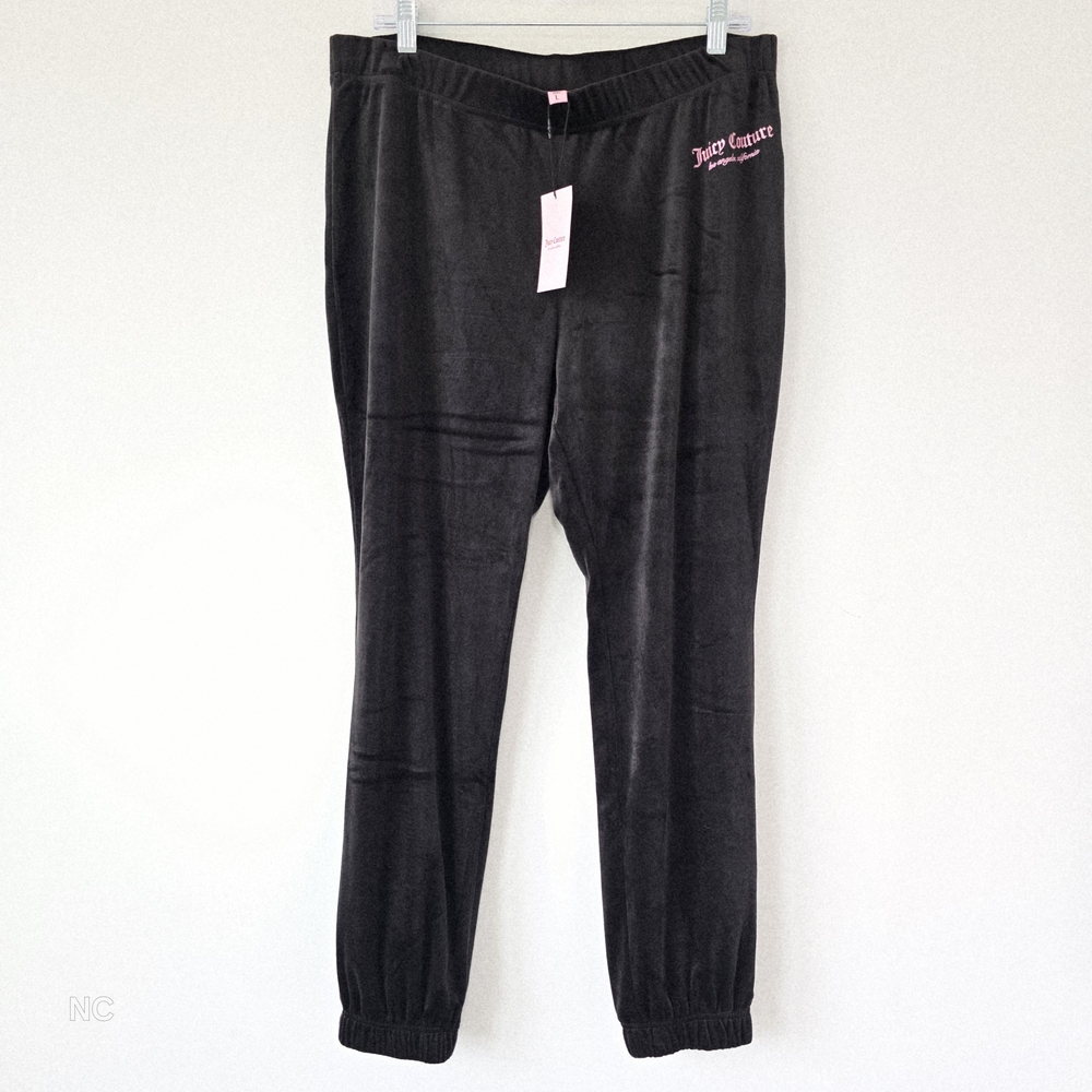 Juicy Couture Velour Track Pants L Y2K Black Y2K NWT